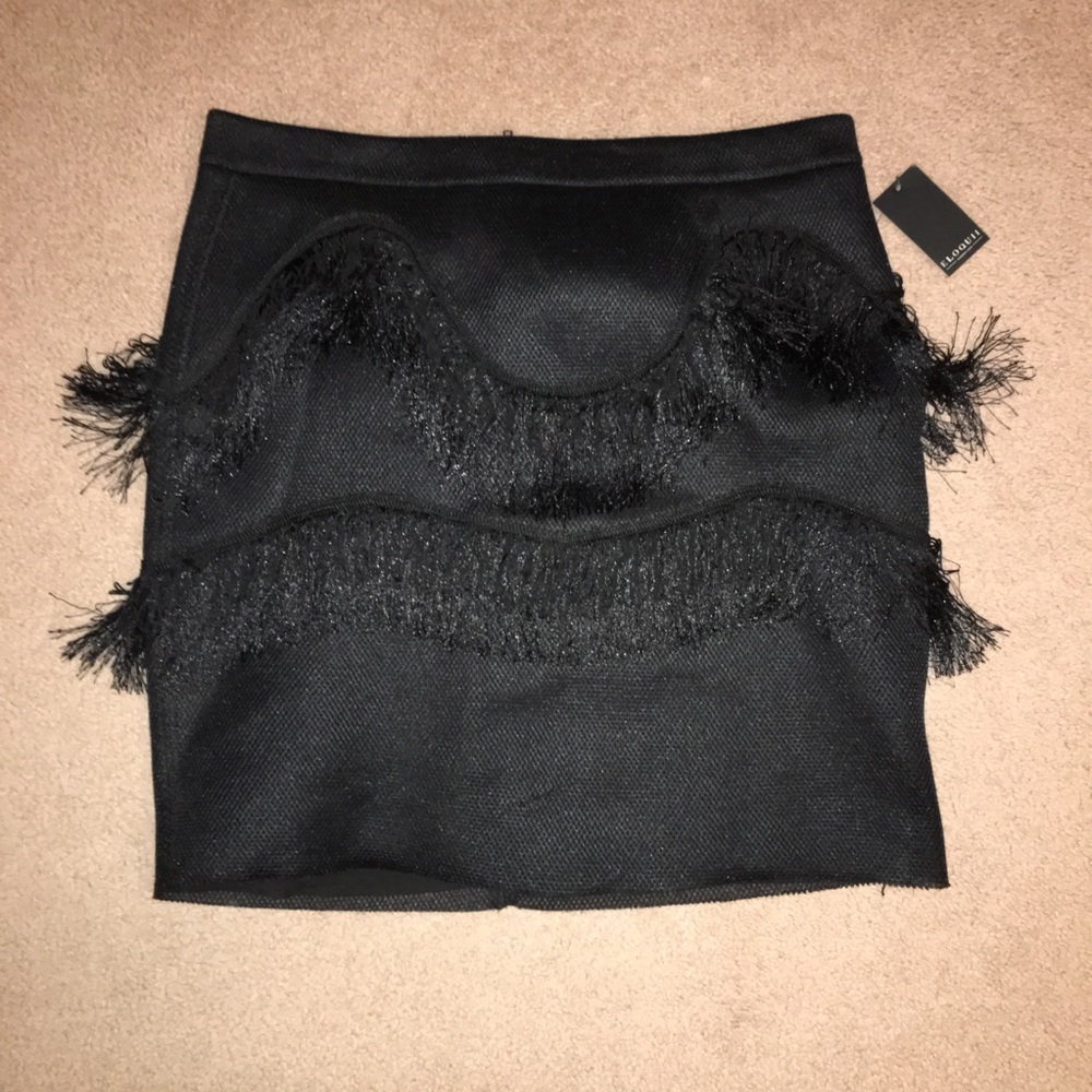 Eloquii Mesh & Fringe Skirt